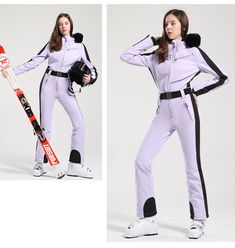 Get ready to ski in style with this stylish women's ski jumpsuit. This jumpsuit is designed to keep you warm and comfortable while you hit the slopes. Made from wind and water resistant fabric, this jumpsuit is designed to keep out the chill while you shred the slopes. The zippered pockets provide easy access to your supplies. The removable fux fur hood and waistband ensure you get a snug fit, and the bright colors make sure you stand out on the slopes. This jumpsuit is sure to keep you warm and Snowboard Overalls, Jumpsuit Winter