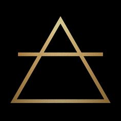 a gold triangle on a black background