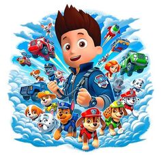 the movie poster for paw patrol, with characters from all over the world on it