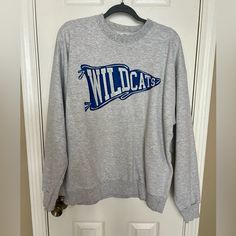 Nwot Ever Aston Original Wildcat Pennant Sweatshirt Size Large Pennant Sweatshirt, Pennant Hoodie, Sewing Ideas, Wild Cats, Blue Gray, Circus, Blue Grey, Cricut