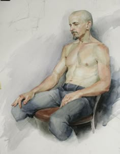 a painting of a man sitting in a chair