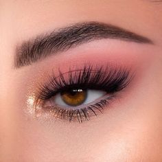 Homecoming Makeup For Hazel Eyes, Pick Eyeshadow Makeup, Makeup To Go With Pink Dress, Homecoming Makeup Pink Dress, Eye Makeup Pink Natural, Prom Makeup For Brown Eyes Pink Dress, Pink And Brown Makeup, Smokey Wing, Pink Eye Look