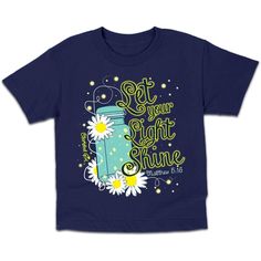 Let Your Light Shine T Shirt TODDLER GIRLS This sweet little t-shirt makes a fun gift! "Let your light shine before others, that they may see your good deeds and glorify your Father in heaven." - Matthew 5:16 100% Cotton, Kerusso Christian Tshirts Women, Lightning Bug, Blue Shirt Women, Girl Shirts, Sweet Tee, Blue Lightning, Christian Fashion, Let Your Light Shine, Ebay Clothing