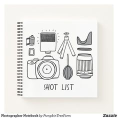 a notebook with the words photographer notebook list on it