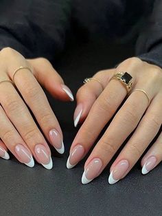 Almond Nail Design French Tip, White French Acrylic Nails Almond, Gel X Almond French Tip, Ombre And French Nails, Pointy French Tip, Nails Acrylic Almond French Tip, Pointy French Tip Nails, Almond Nails With French Tip, Long Almond French Tip Nails