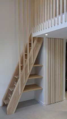 the stairs are made of wood and have no railings