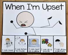 a poster with words and pictures on it that say when i'm upset,