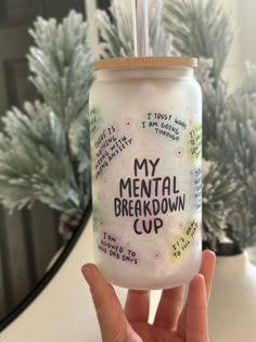 My Mental Breakdown  Glass cup 16 oz Glass Tumbler w/ leak proof lid and reusable straw Thoughtful Gift: Spread positivity to your loved ones by gifting them this inspiring tumbler. It's an ideal present for birthdays, holidays, or any occasion when you want to show someone you care and support their mental well-being journey. This tumbler is perfect for enjoying your favorite hot or cold beverages on the go. Whether it's a refreshing iced tea, energizing coffee, or nourishing smoothie Did you know that of the 50,000 thoughts we have every day, 80% of them are negative and reside in the subconscious? Positive affirmations can transform your thoughts so you can create the reality you want. Mental health gift / positive affirmations  Designed to make every sip a reminder of your inner streng Mental And Emotional Health, Gift For Friend, Health Awareness, Glass Tumbler, Mental Health Awareness, Emotional Health, Daily Affirmations, Glass Cup, Positive Affirmations