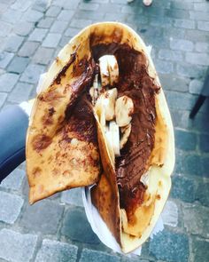 two tacos with bananas and chocolate on them