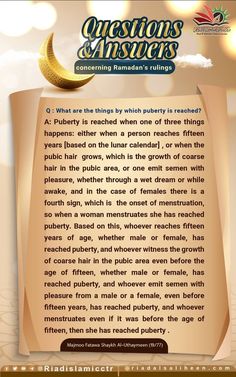 a page from the book questions and answers with an image of a crescent on it