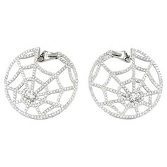 These captivating and unique Chaumet diamond spiderweb earrings are a truly dazzling pair that embody sophistication and artistry. Crafted with meticulous attention to detail, these fabulous designer earrings showcase Chaumet's renowned craftsmanship and mastery in designing exceptional jewelry. Adorned with 2.58 carats of brilliant natural diamonds (G-H / VS1-VS2), these fabulous earrings add a touch of glamour and personality to your ensemble, while absolutely lighting up the lobes. The sparkl Disc Earrings, Fine Jewelry Collection, Jewelry Earrings Hoops, Sparkle Diamonds, Spider Web, Light And Shadow, Designer Earrings, White Gold Diamonds, Diamond White