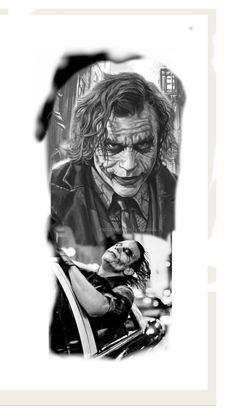 the joker in black and white with his face painted like a man's head