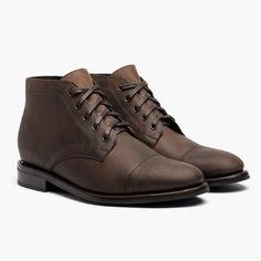 Classic Men's Cap Toe Lace-Up Boot in Tobacco Rugged & Resilient Leather. Handcrafted with Integrity with the Highest Quality Materials and Goodyear Welt Construction. Free Shipping & Returns. Classic Vintage Brown Boots For Formal Occasions, Dude Clothes, Men's Cap, Thursday Boot Company, Thursday Boots, Boot Companies, Leather Dress Shoes, Goodyear Welt, Waxed Cotton