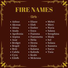 the names of fire names for boys