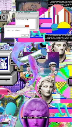 a collage of photos with different types of art and technology on it's sides