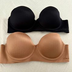 Set Of Two Brand New Strapless Bras In Beige And Black Size 34b Strapless Bras, Beige And Black, Strapless Bra, Black Tan, Black And Tan, Vince Camuto, Women's Intimates, Brand New, Bra