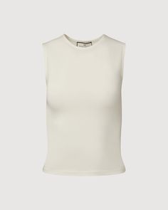 White Spring High Stretch Crew Neck Tank Top, High Stretch Crew Neck Tank Top For Spring, White High Stretch Tank Top, White High-stretch Tank Top, High Stretch White Tank Top, Spring High Stretch Tank Tops, Chic Seamless Second-skin Top, Summer Everyday Elastane Tank Top, Everyday Summer Elastane Tank Top