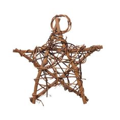 a wooden star ornament made out of sticks and wood dows on a white background