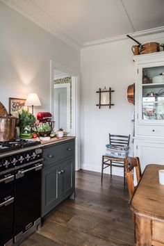 the kitchen is clean and ready to be used as a dining room or family room