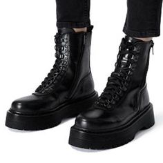 Eu 39 (Us 9, Fits 8.5 Or 8 W/Socks) Because The Kooples Typically Runs Small. Leather Lace Up Boots. Made In Portugal In Great Condition. Black Combat Boots, Black High Tops, Leather Lace Up Boots, The Kooples, Plain Black, Moto Boots, Leather Lace, Black Leather Boots, Lace Up Boots