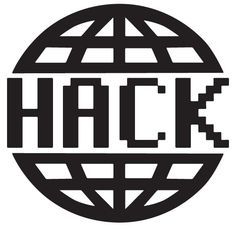 the hack logo in black and white