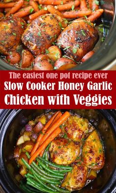 slow cooker honey garlic chicken with veggies in the crock pot recipe