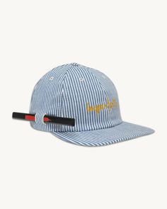 Director's Cap in Indigo Hickory Stripe | Vintage Wash | Gold Thread S – Imperfects Red Scribble, Custom Surfboards, Surfboard Fins, Easy Writing, Surf Outfit, Waxed Canvas, Slide On, Gold Threads, Chain Stitch