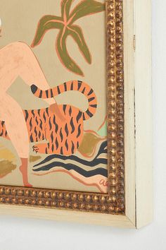 a painting on the wall with a woman and a tiger in it's body