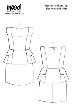 the front and back view of a dress pattern