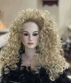 Beautiful long locks of curls! Pictured here is the vintage "Stormy Weather" style wig size 12/13 in Blonde with a hint of Platinum Blonde by Monique. I have listed different colors and sizes. They are in original box, with net, and tag. Stormy Weather, Long Locks, Doll Wigs, Platinum Blonde, Long Curly Hair, Doll Parts, Different Colors, Wigs, Blonde