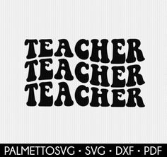 the word teacher is written in black on a white background