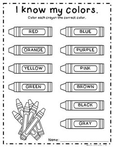 i know my colors worksheet with crayons for kids to color in