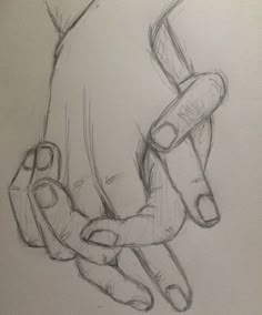 a drawing of a person's hand holding something in their left hand with both hands