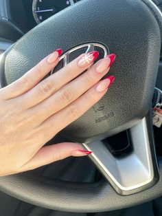 A red french tip is just so perfect Red French Tips With Snowflakes, Red French Nails Christmas, Red French Tip With Snowflake, Red French Tip Chrome, Deep Red French Tip Nails, Christmas Nails Red French, Red French Christmas Nails, Red And White French Tip, Red French Tip Nails Square