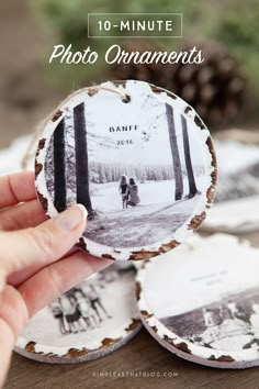 Trim the #tree with these 10 minute photo keepsake ornaments… Diy Gifts For Christmas, Easy Handmade Gifts, Navidad Diy, Photo Ornaments, Noel Christmas, Holiday Diy, Photo Craft, Keepsake Ornaments, Homemade Christmas