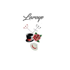 an image of a hat and rose with the word larobe on it's side