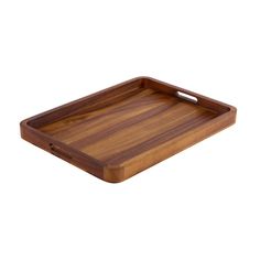 a wooden tray with handles on it