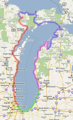 a map showing the route to lake michigan