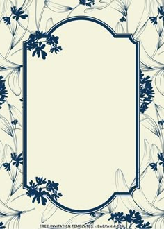 a blue and white floral frame on a beige background with an empty space for the text