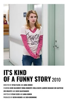 a poster for the movie it's kind of a funny story 2010, featuring a girl with pink gloves