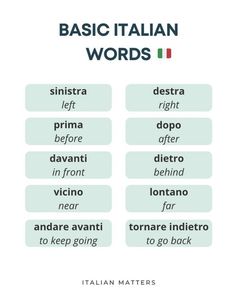 the italian words are in different languages