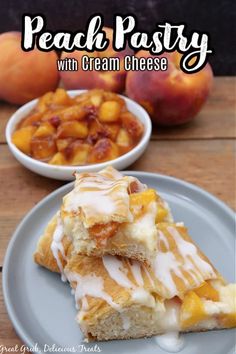 peach pastry with cream cheese on a plate