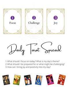 the daily tarot spread is shown in this graphic