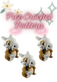 two crocheted stuffed animals sitting next to each other with the words free crochet pattern