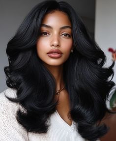 Hair Colour Ideas For Black Hair: Sleek Midnight Black Elegance