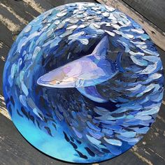 a glass plate with a shark inside of it