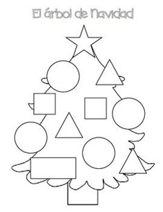 a christmas tree is shown with shapes to make it look like an ornament