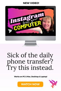 a computer screen with an ad for instagramm com on the front and back