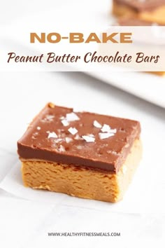 no - bake peanut butter chocolate bars with text overlay