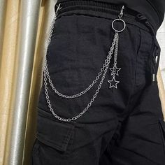 Stainless steel fashion belt chain Chained Outfit, Belt Loop Chain, Stars Aesthetic Outfit, Chain On Jeans, Skull Pearl, Rock Accessories, Goth Pants, Skull Accessories, Pant Chains